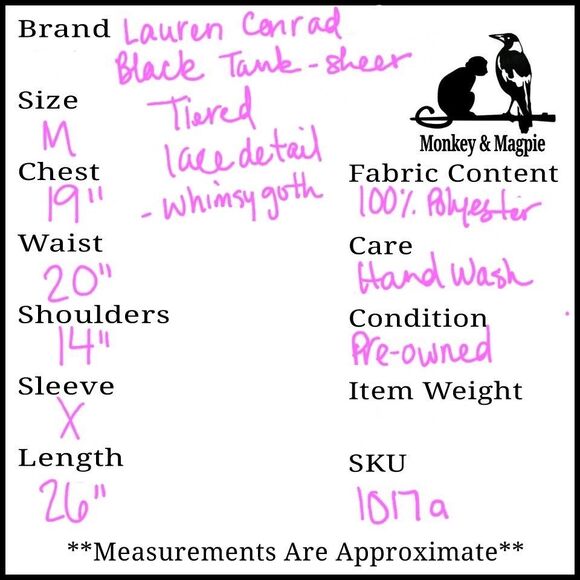 LC Lauren Conrad Black Sheer “Patched & Pieced” Lace Tank Top Whimsygoth Medium - Picture 11 of 11